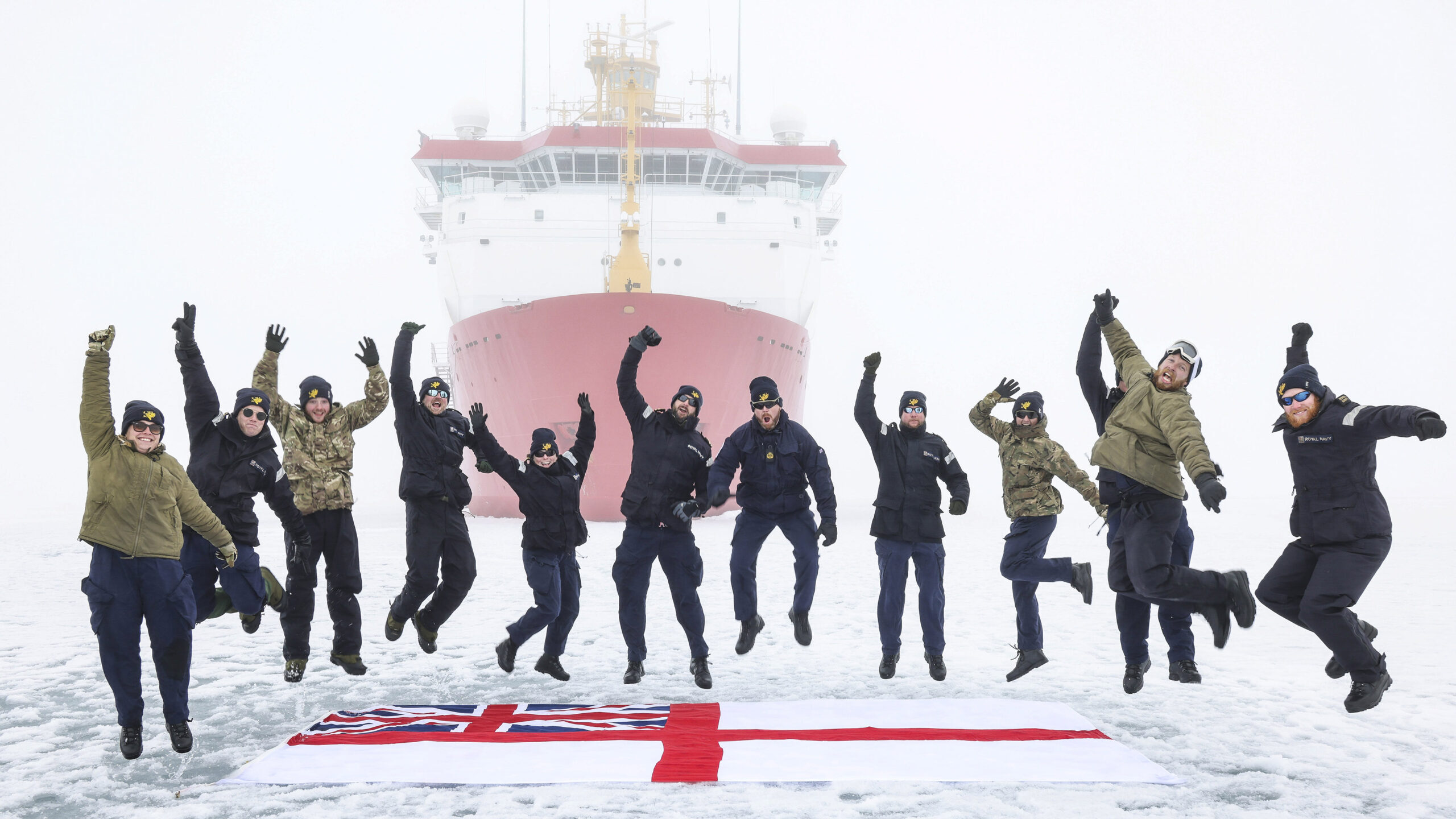 HMS Protector's Hydrographic department on the ice.